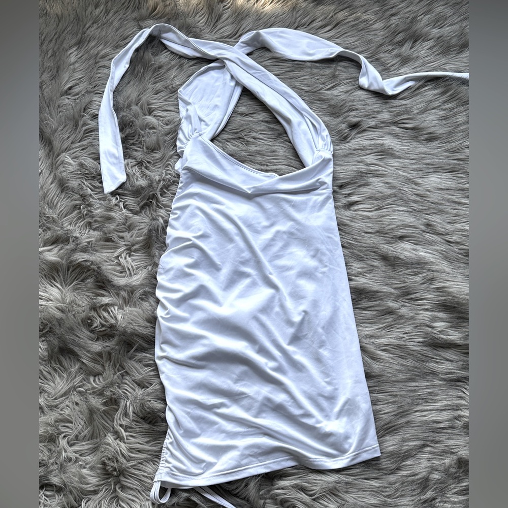 Halter Drawstring Ruched Bodycon Dress - Picture 4 of 6
